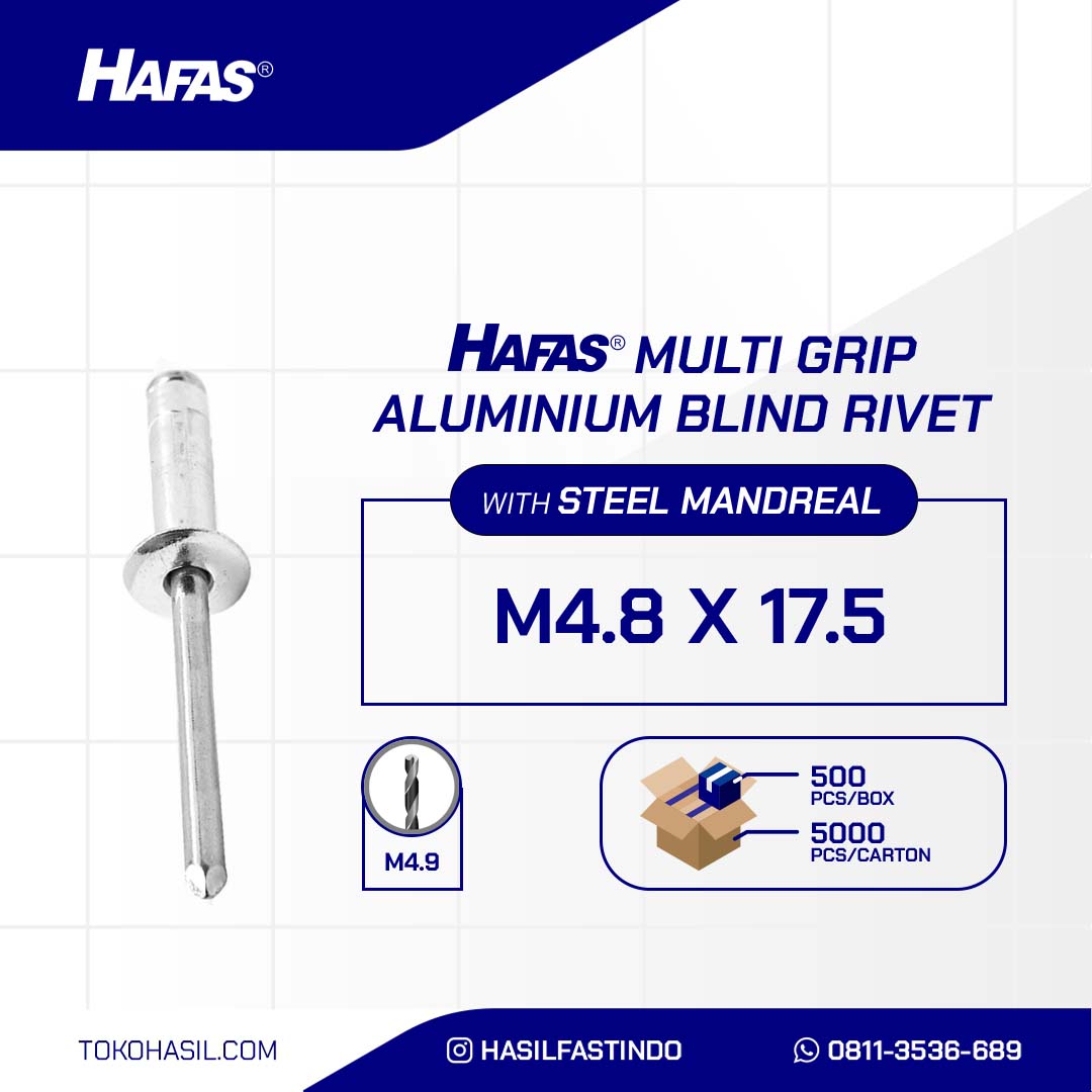 Rivet Pin AS/MG Aluminum M4.8 x 17.5mm - Hafas