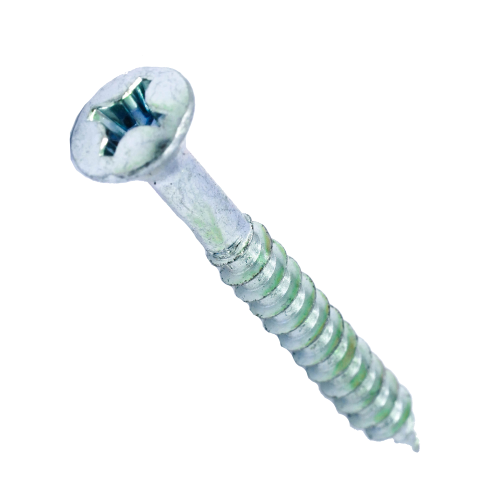 Oval Head Rattan Screw White Zinc Plated