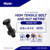 BAUT MUR UNC BAJA 8.8 HALF DRAT DIN 931 HITAM BAKAR 3/8 X 3 1/2 16TPI