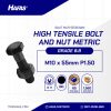 BOLT NUT STEEL MM 8.8 HALF THREAD DIN 931 BLACK HEAT M10 X 55MM P1.50