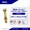 BOLT NUT MM 4.6 HALF THREAD FINE DIN 931 UCP YELLOW M14 X 70MM P1.50