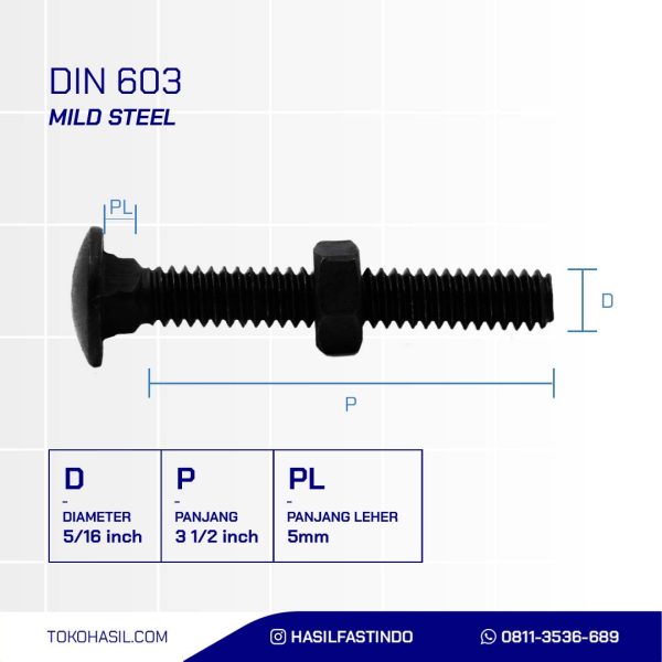 BAUT MUR PAYUNG CB HITAM 5/16 " x 3 1/2 "