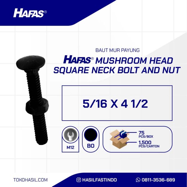 BAUT MUR PAYUNG CB HITAM 5/16 " x 4 1/2 "