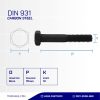 STEEL BOLT MM 10.9 HALF THREAD DIN 931 BLACK HEAT M08 X 70MM P1.25