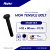 STEEL BOLT MM 10.9 HALF THREAD DIN 931 BLACK HEAT M12 X 90MM P1.75
