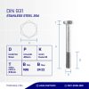 STAINLESS STEEL BOLT MM SUS 304 HALF THREAD DIN 931 M05 X 40MM P0.80