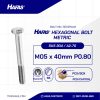 STAINLESS STEEL BOLT MM SUS 304 HALF THREAD DIN 931 M05 X 40MM P0.80