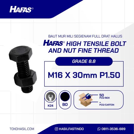 STEEL BOLT NUT MM 8.8 FULL THREAD SMOOTH DIN 961 BLACK TEMPERED M16 X 30MM P1.50