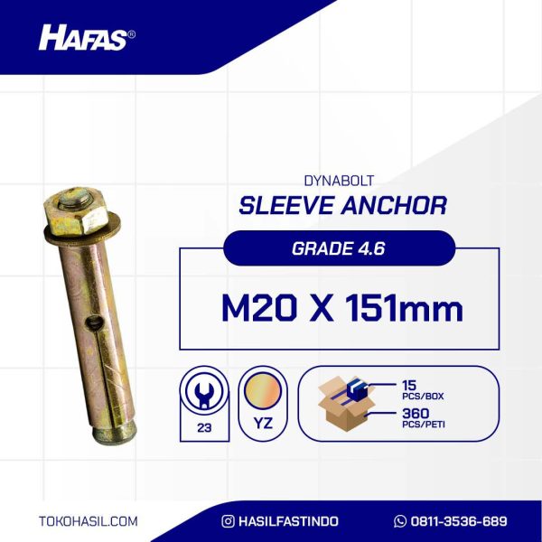 DYNA BOLT M20 X 151mm YELLOW