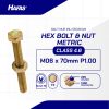 BOLT NUT MM 4.6 FULL THREAD DIN 933 UCP YELLOW M06 X 70 P1.00