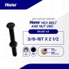 BAUT MUR UNC 4.6 FULL DRAT DIN 933 HITAM BAKAR 3/8 X 2 1/2 16TPI