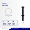 BAUT MUR UNF 4.6 FULL DRAT HALUS DIN 933 HITAM BAKAR 3/8 X 3 24TPI