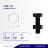 BAUT MUR UNC BAJA 8.8 FULL DRAT DIN 933 HITAM BAKAR 1/2 X 1 12TPI