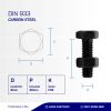 STEEL BOLT NUT MM 8.8 FULL THREAD DIN 933 BLACK HEAT M08 X 30MM P1.25