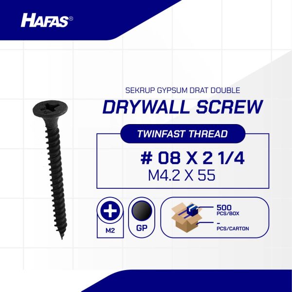GYPSUM SCREW PHOSPATED # 08 X 2 1/4