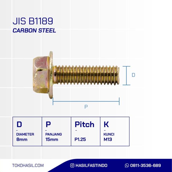 FLANGE BOLT UCP YELLOW M08 x 15mm P1.25