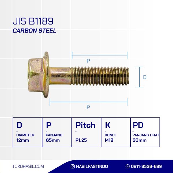 FLANGE BOLT UCP YELLOW M12 x 65mm P1.25