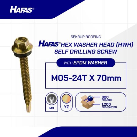 ROOFING SCREW UCP YELLOW M5 X 70 (#12 X 70)