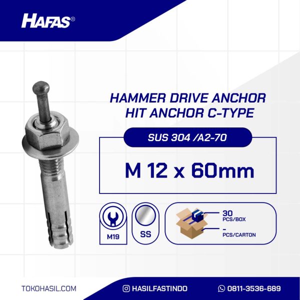 HIT ANCHOR STAINLESS STEEL A2 SUS 304 C-TYPE M12 x 60mm