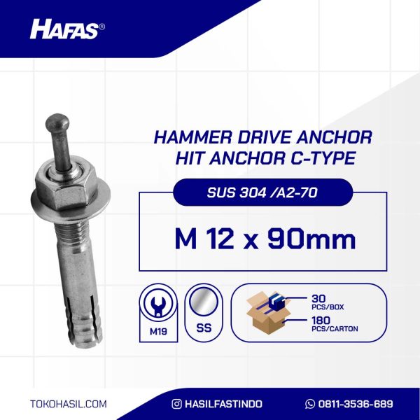 HIT ANCHOR STAINLESS STEEL A2 SUS 304 C-TYPE M12 x 90mm