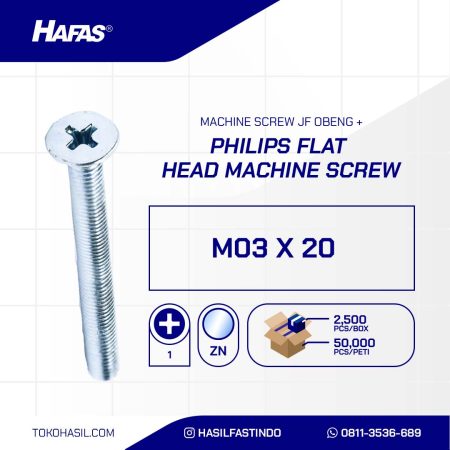 MACHINE SCREW JF + WHITE UCP M 03 X 20 P0.50