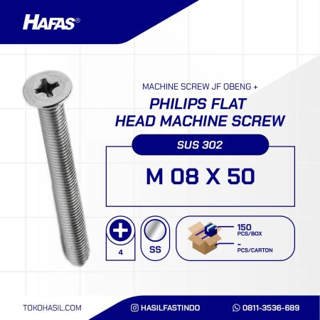 MACHINE SCREW JF + STAINLESS STEEL SUS 304 M08X50 P1.25