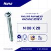 MACHINE SCREW JP + WHITE UCP M 08 X 20 P1.25