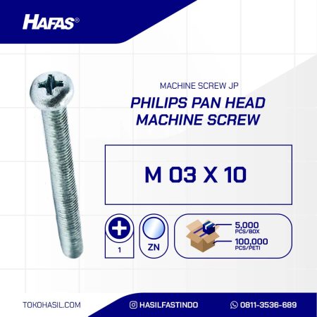 MACHINE SCREW JP + UCP WHITE M 03 X 10 P0.50