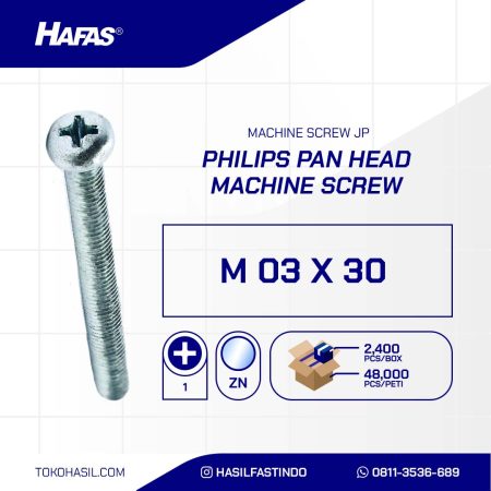 MACHINE SCREW JP + WHITE UCP M 03 X 30 P0.50