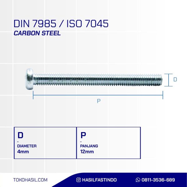 MACHINE SCREW JP + UCP WHITE M 04 X 12 P0.70