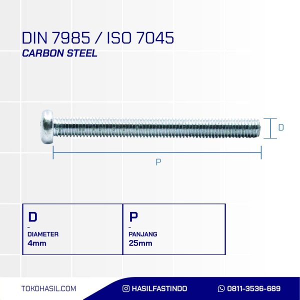 MACHINE SCREW JP + WHITE UCP M 04 X 25 P0.70