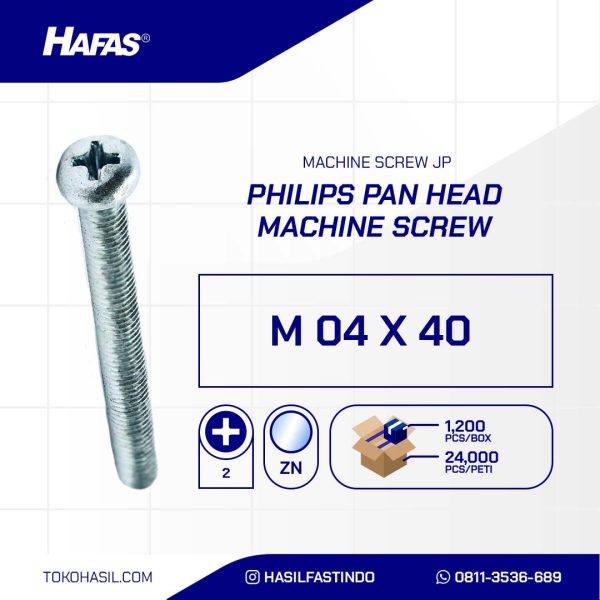 MACHINE SCREW JP + WHITE UCP M 04 X 40 P0.70