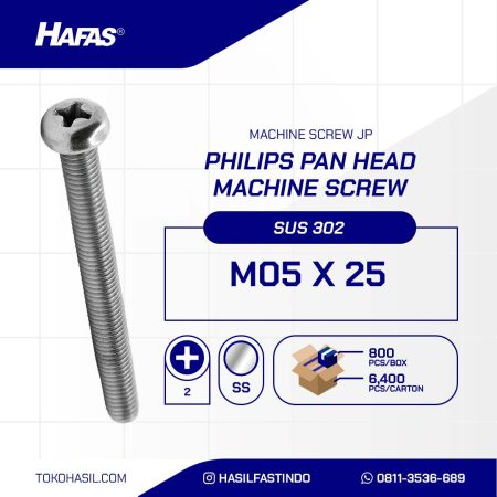 MACHINE SCREW JP + STAINLESS STEEL SUS 304 M 05 X 25 P0.80