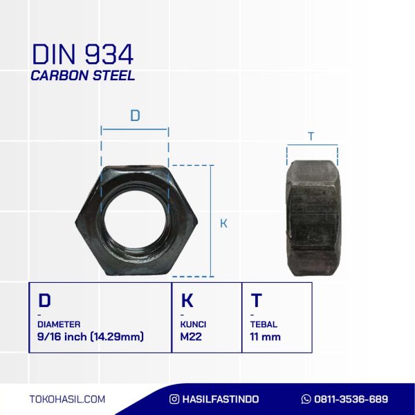 MUR UNC MENTAH 9/16" K22 - 12TPI