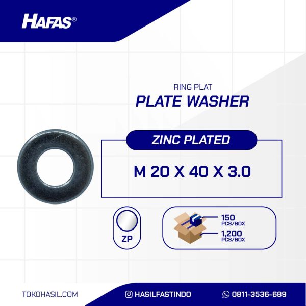 RING PLATE UCP WHITE M20 X 40mm X 3mm