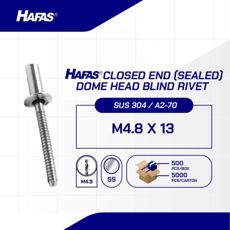 RIVET SS/CE (SEALED) STAINLESS M4.8 x 13mm