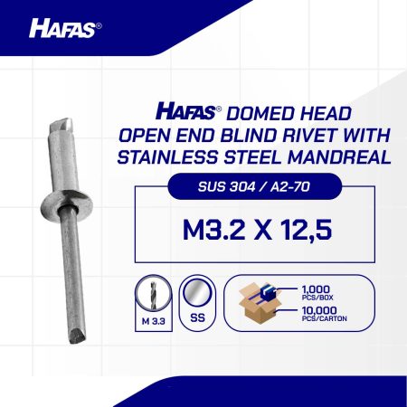 STAINLESS STEEL RIVET NAIL M3.2 x 12.5mm