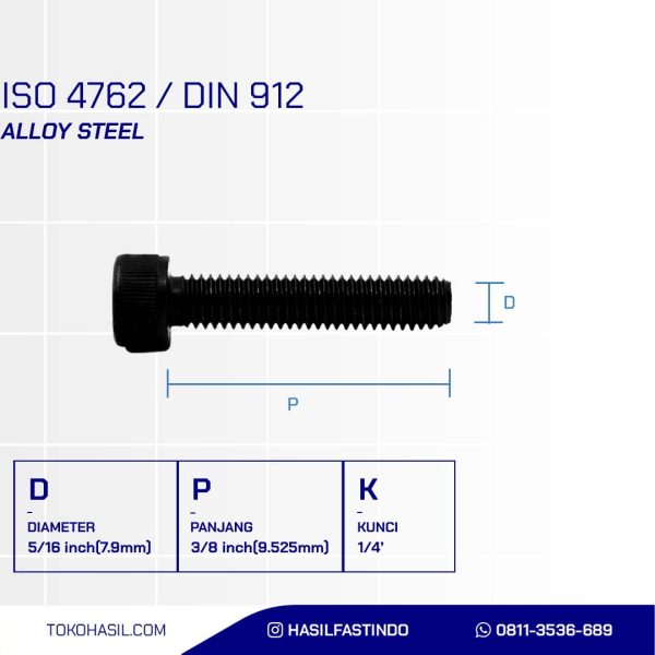 SOCKET CAP SCREW STEEL 12.9 BLACK OXIDE 5/16 X 3/8 inch 18TPI