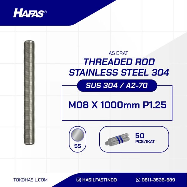 ASDRAT STAINLESS STEEL SUS 304 M08 X 1000mm P1.25