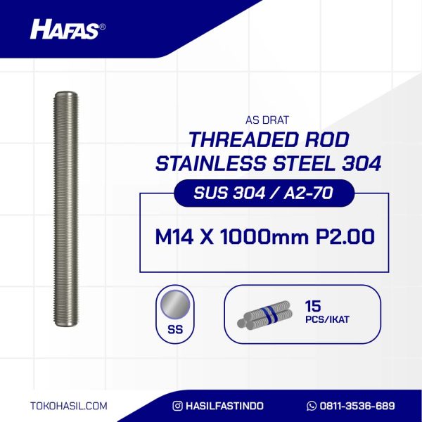 ASDRAT STAINLESS STEEL SUS 304 M14 X 1000mm P2.00