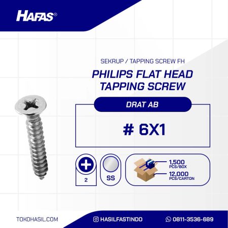 TAPPING SCREW FH+ STAINLESS STEEL SUS 304 M3.5X25(#6X1)