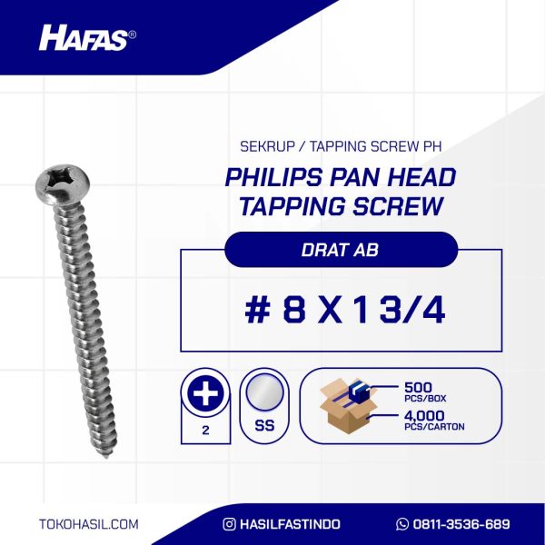 TAPPING SCREW PH+ STAINLESS STEEL SUS 304 M04 X 45