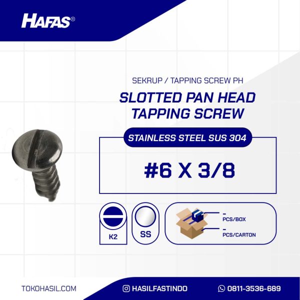 Tapping screw PH - stainless SUS 304 #6 x 3/8 inch