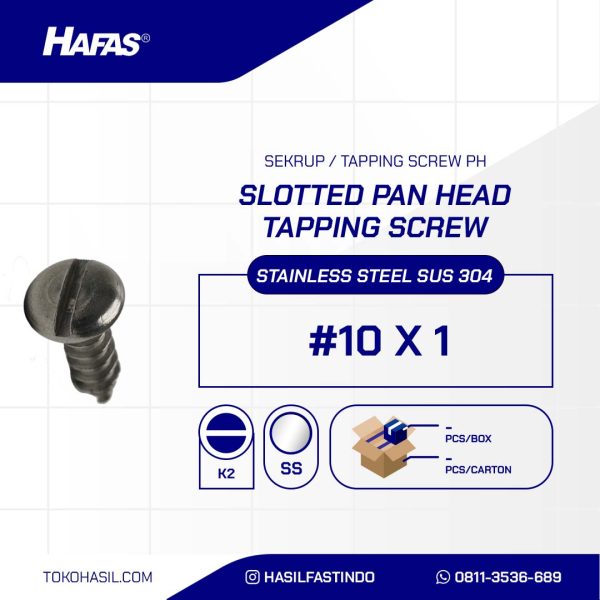 Tapping screw PH- stainless SUS 304 #10 x 1 inch