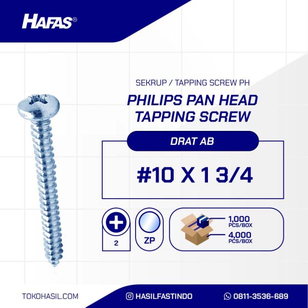 Tapping screw PH+ UCP white #10 x 1 3/4