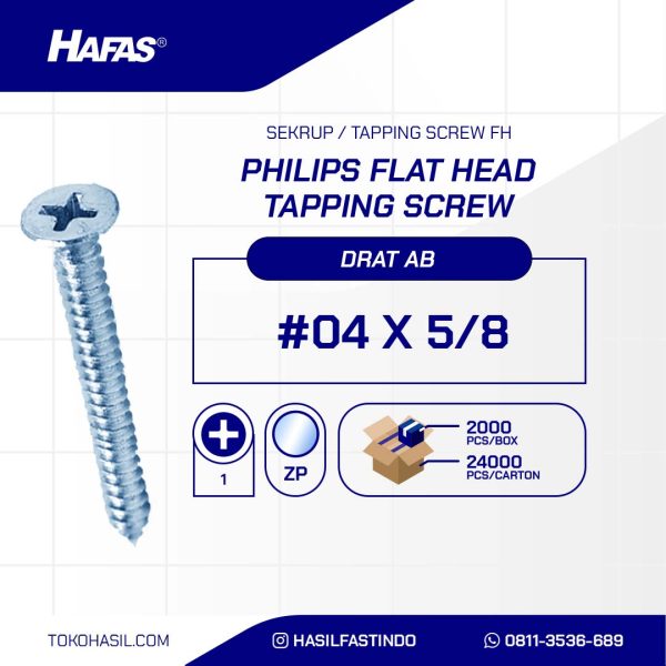 Tapping Screw FH+ UCP White #04 X 5/8