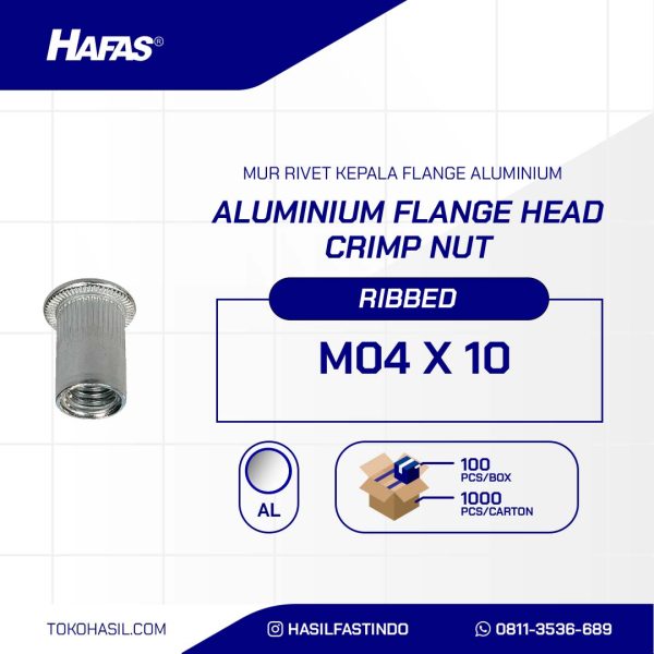 MUR RIVET FLANGE HEAD ALUMINIUM M04 X 10mm P0.70