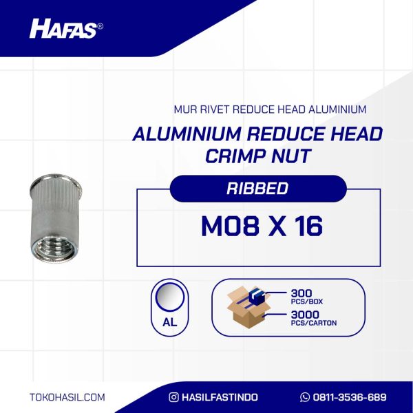 MUR RIVET REDUCE HEAD ALUMINIUM M08 X 16mm P1.25