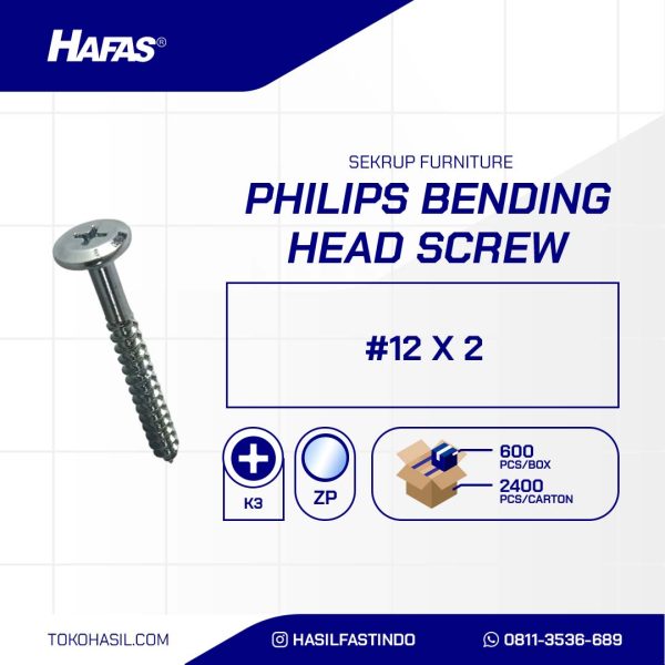FURNITURE SCREW / BENDING HEAD UCP WHITE #12 X 2