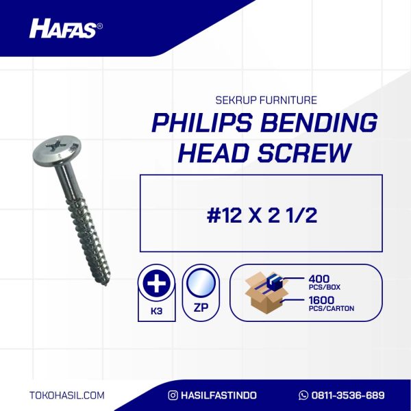 FURNITURE SCREW / BENDING HEAD UCP WHITE #12 X 2 1/2